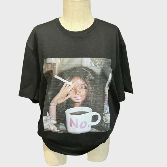 Barbie Graphic Novelty Tee Funny Coffee Mood T Shirt XL 100% Cotton - Picture 2 of 6